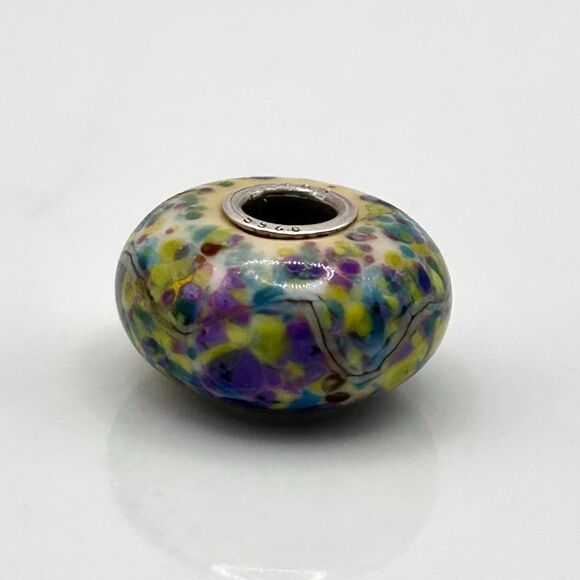 TROLLBEADS Authentic TrollStone LAA 925S Yellow Purple Green Blue Confetti - Picture 6 of 13